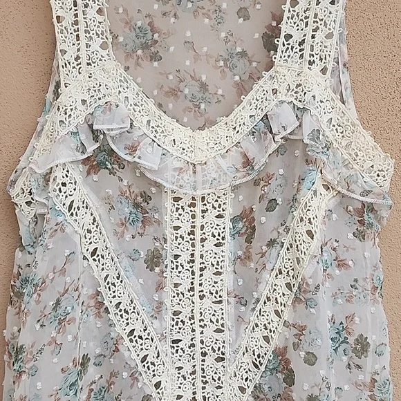RUBY ROSE Lace Tank Top Small S Eyelet Ruffle Hem Cottagecore Fairy - Picture 5 of 13